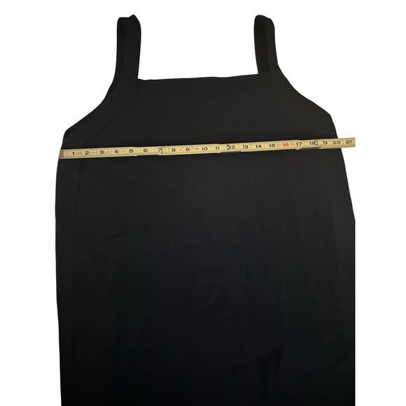 Eileen Fisher Black Washable Stretch Crepe Square Neck Knee Length Dress M $228 - Picture 5 of 10